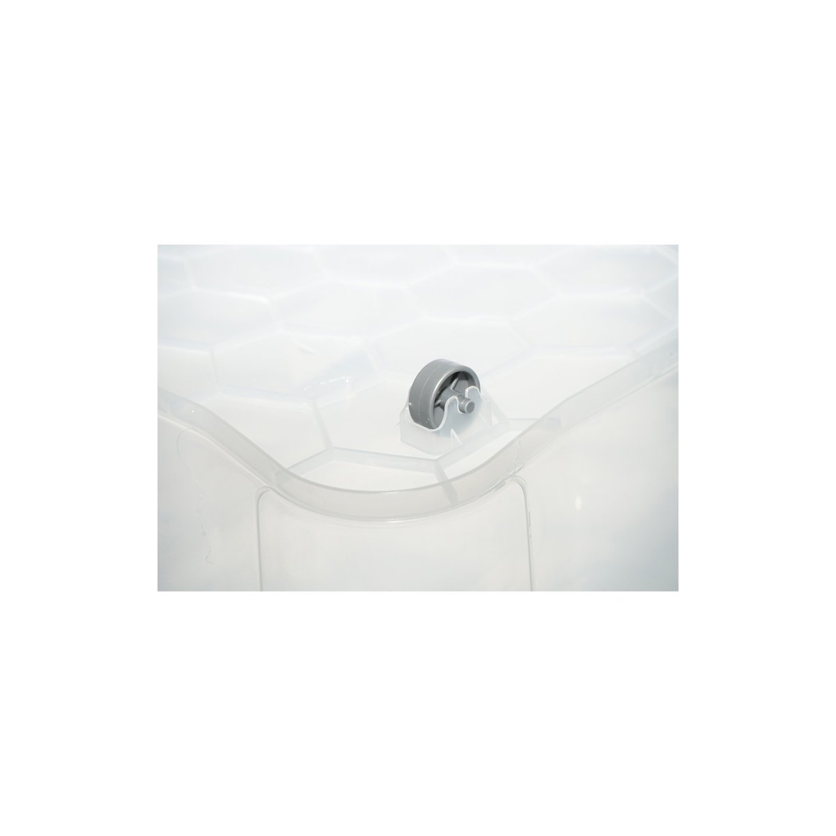 Cutie depozitare 80L cu capac si roti din plastic transparenta 478x750x370mm